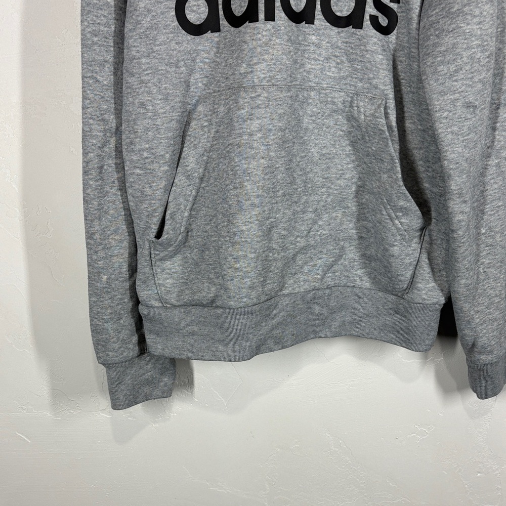 Adidas Heather Gray Hoodie with Navy Logo size 10/12 - Picture 3 of 9
